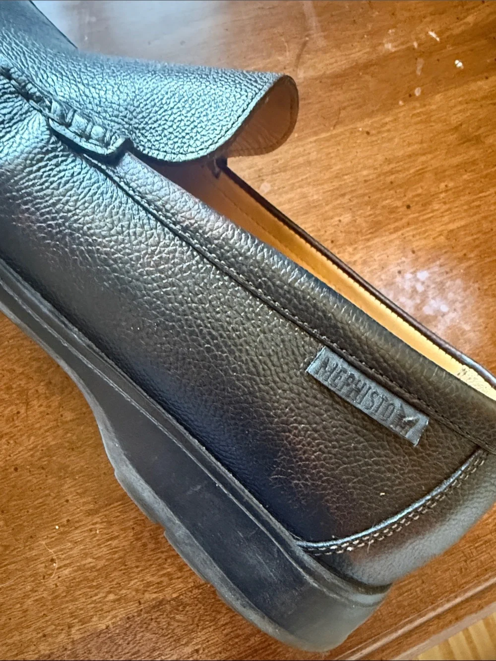 Mephisto Air-Relax Men’s Black Leather Slip-On Loafers — Pebbled Finish